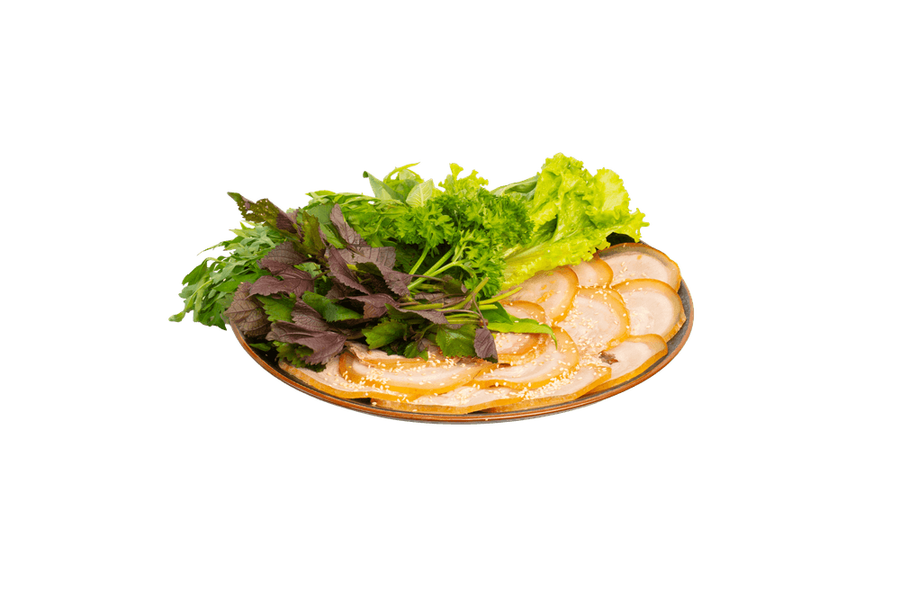 Bê Hấp Cuốn Rau Rừng Chấm Mắm Nêm